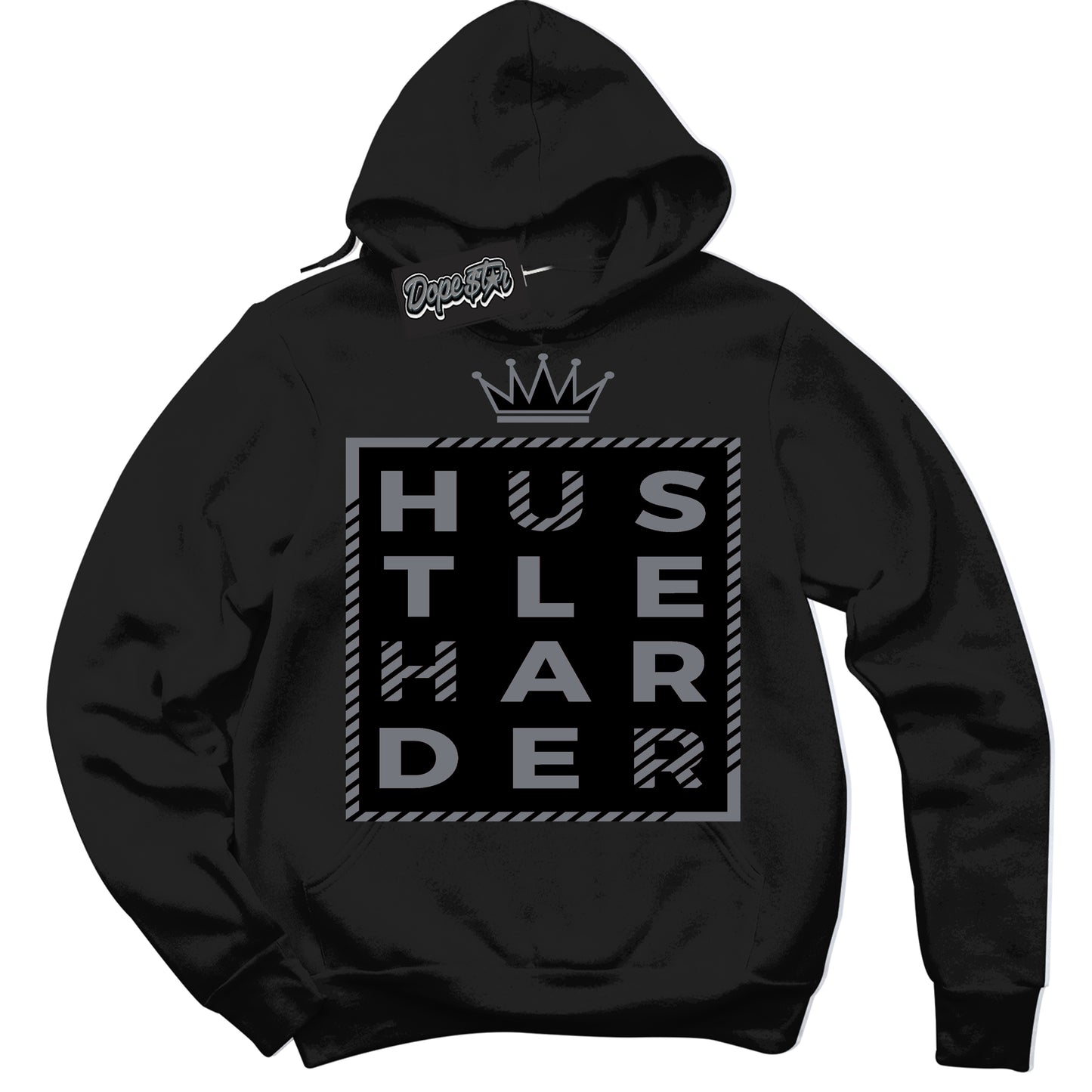 Cool Black Hoodie with “Hustle Harder” design that Perfectly Matches Barons 12s Jordans.
