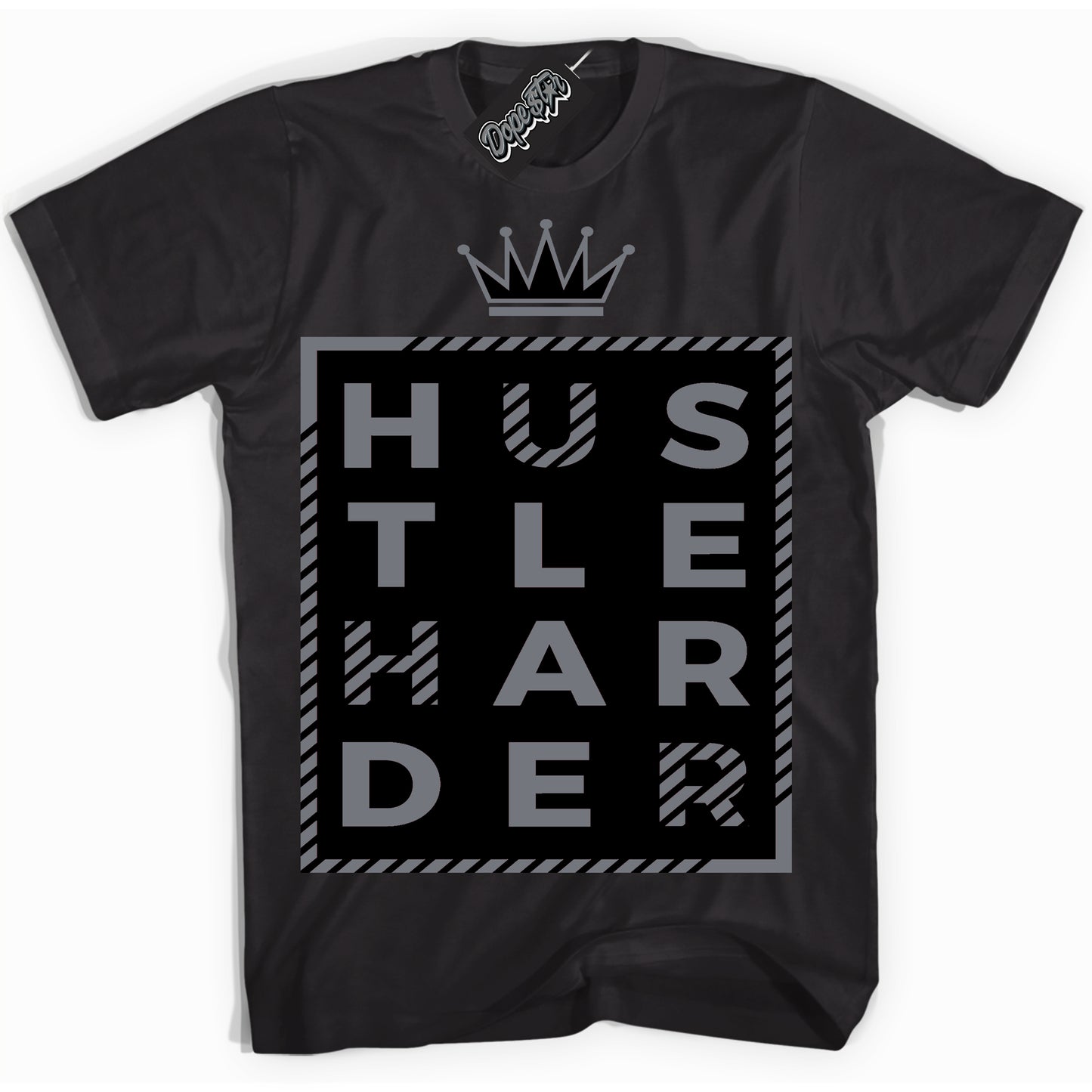 Cool Black Shirt with “Hustle Harder” design that perfectly matches the Barons 12s Jordans.
