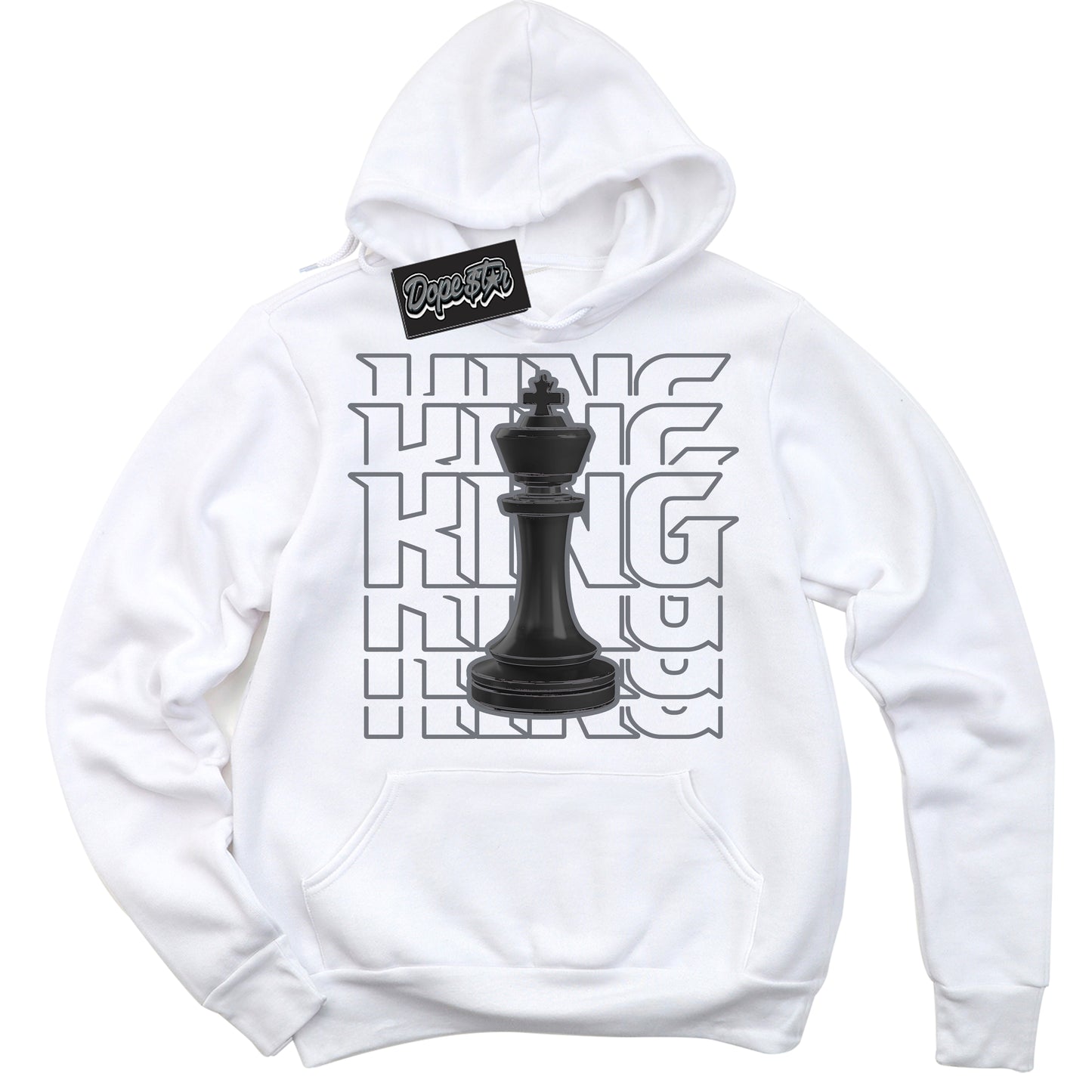 Cool White Hoodie with “King Chess” design that Perfectly Matches Barons 12s Jordans.
