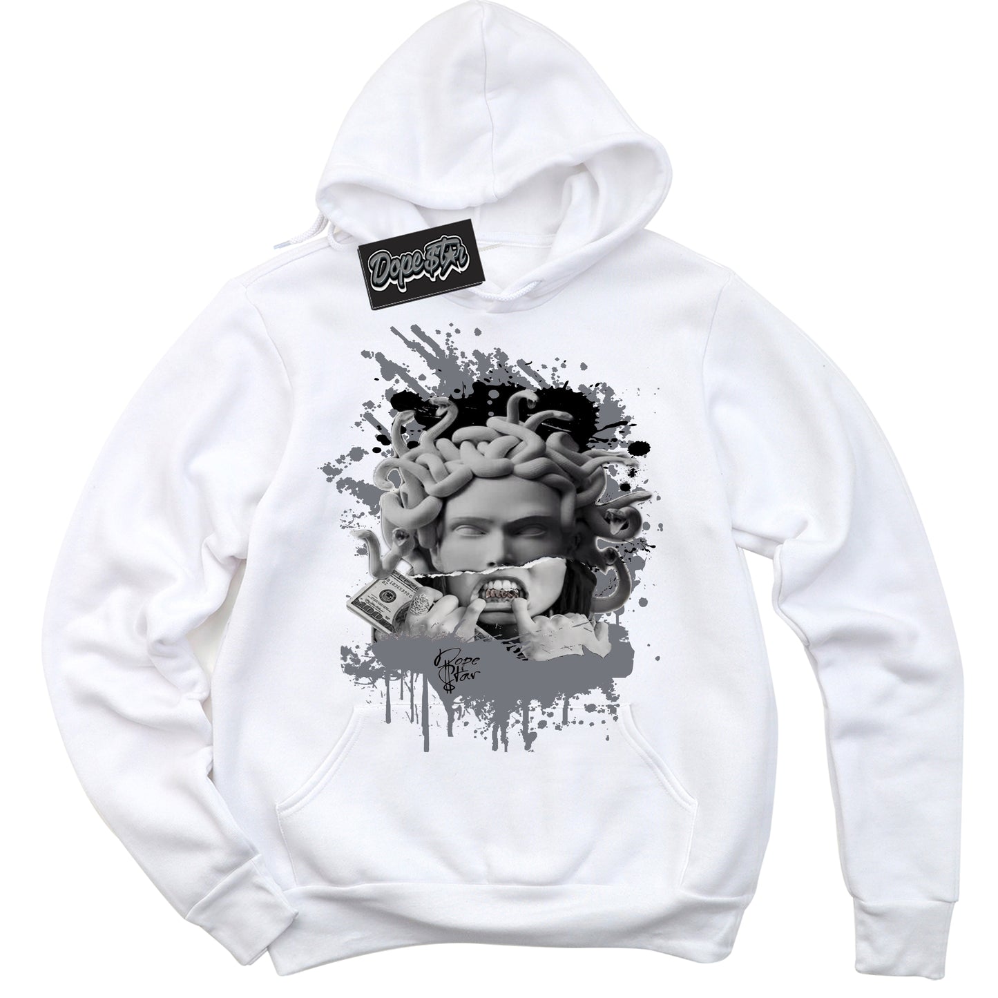 Cool White Hoodie with “Medusa” design that Perfectly Matches Barons 12s Jordans.
