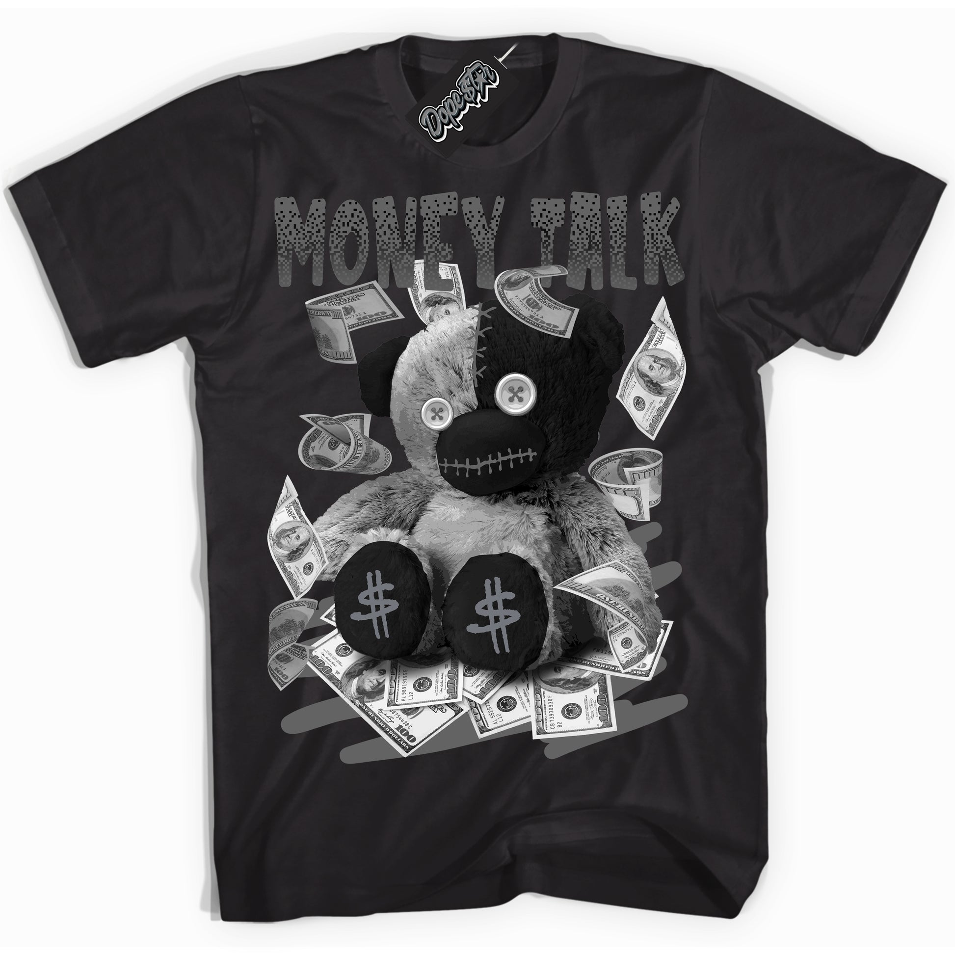 Cool Black Shirt with “Money Talk Bear” design that perfectly matches the Barons 12s Jordans.

