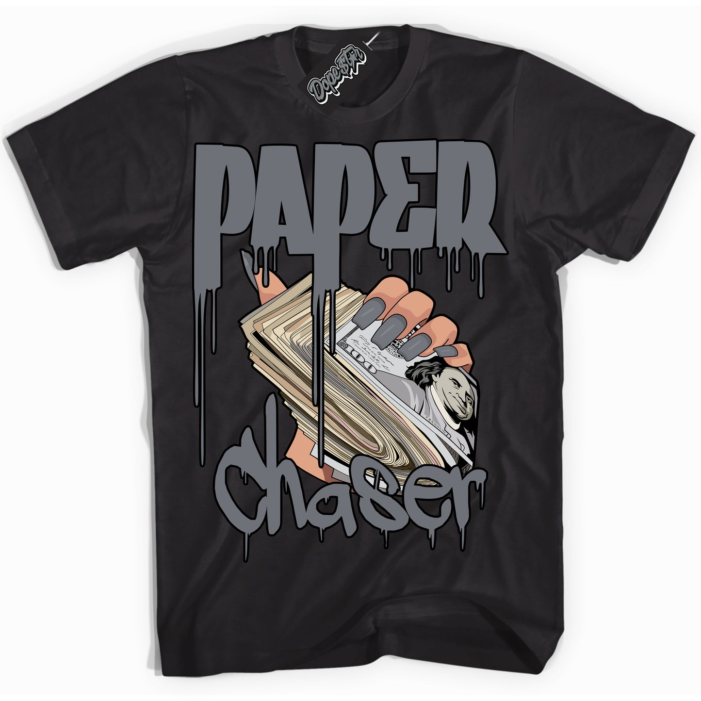 Cool Black Shirt with “Paper Chaser” design that perfectly matches the Barons 12s Jordans.

