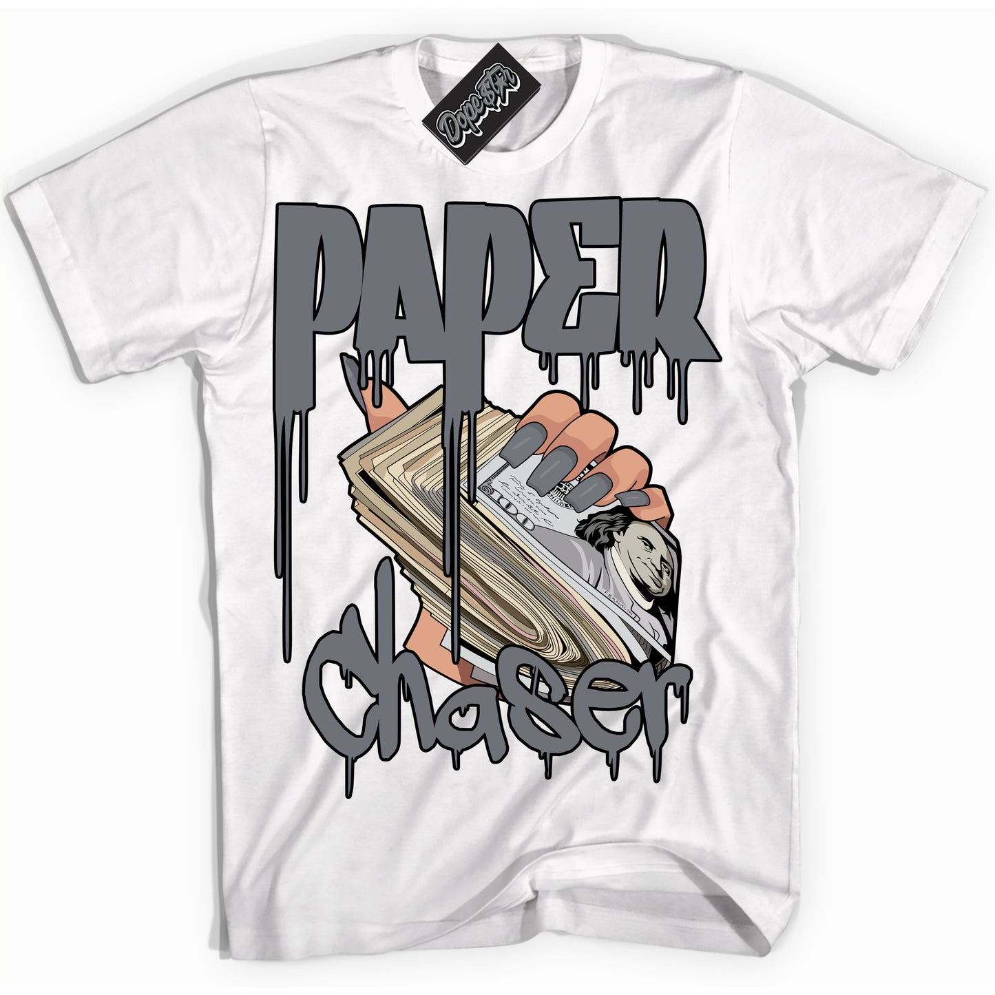 Cool White Shirt with “Paper Chaser” design that perfectly matches the Barons 12s Jordans.
