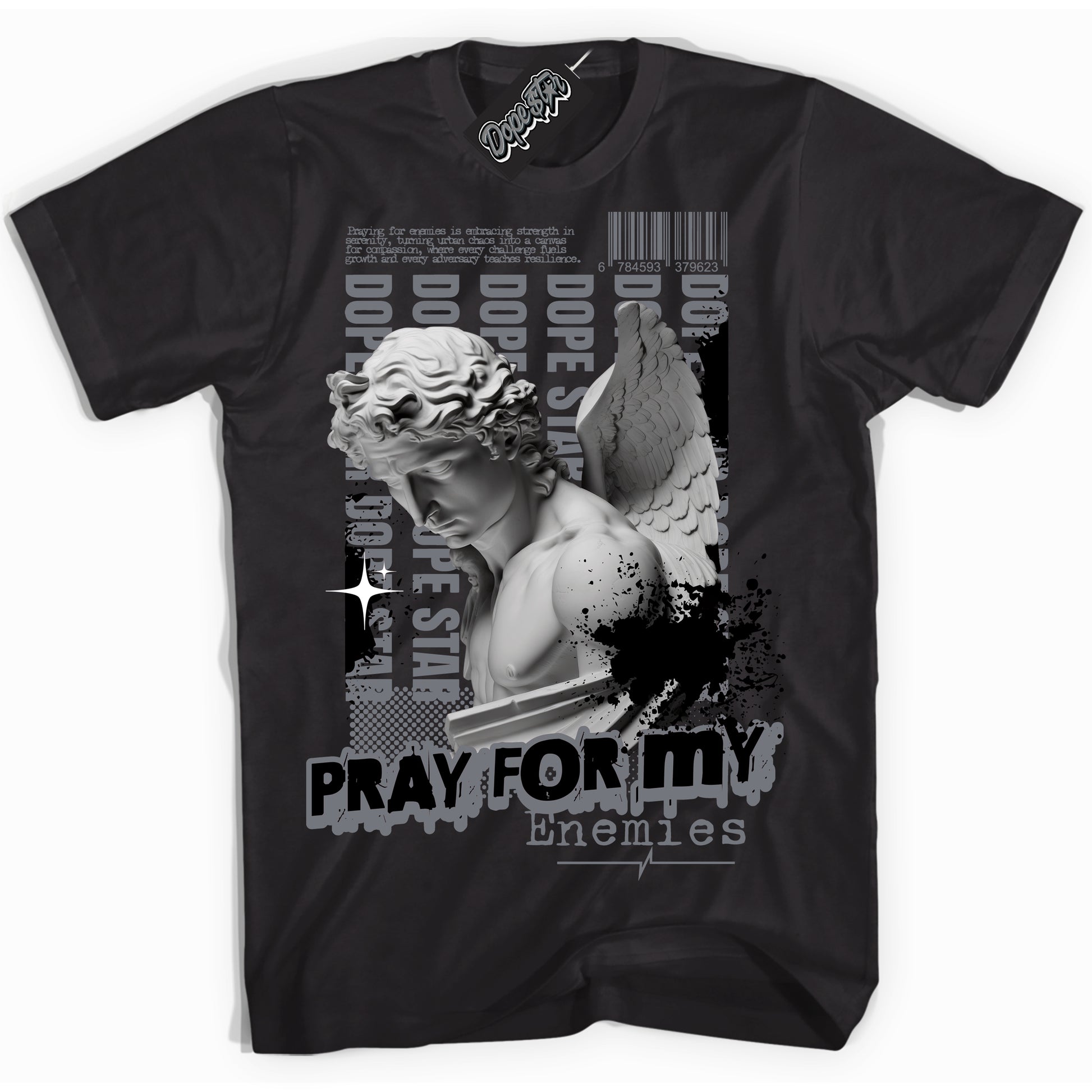 Cool Black Shirt with “Pray Enemies” design that perfectly matches the Barons 12s Jordans.

