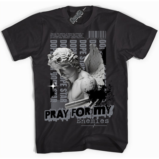 Cool Black Shirt with “Pray Enemies” design that perfectly matches the Barons 12s Jordans.
