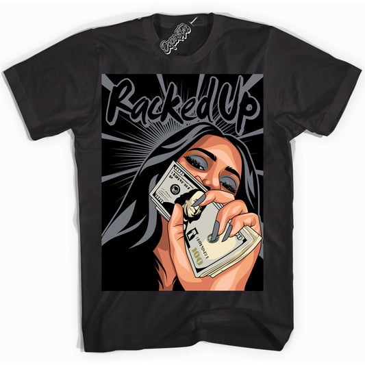Cool Black Shirt with “Racked Up” design that perfectly matches the Barons 12s Jordans.