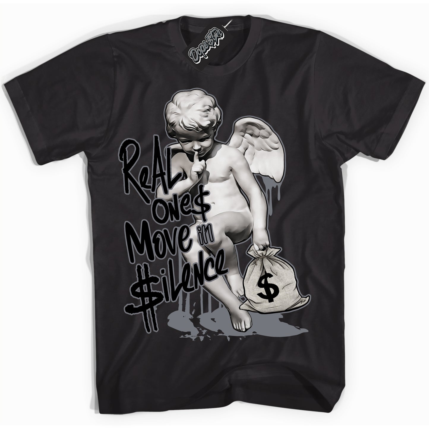 Cool Black Shirt with “Real Ones Cherub” design that perfectly matches the Barons 12s Jordans.
