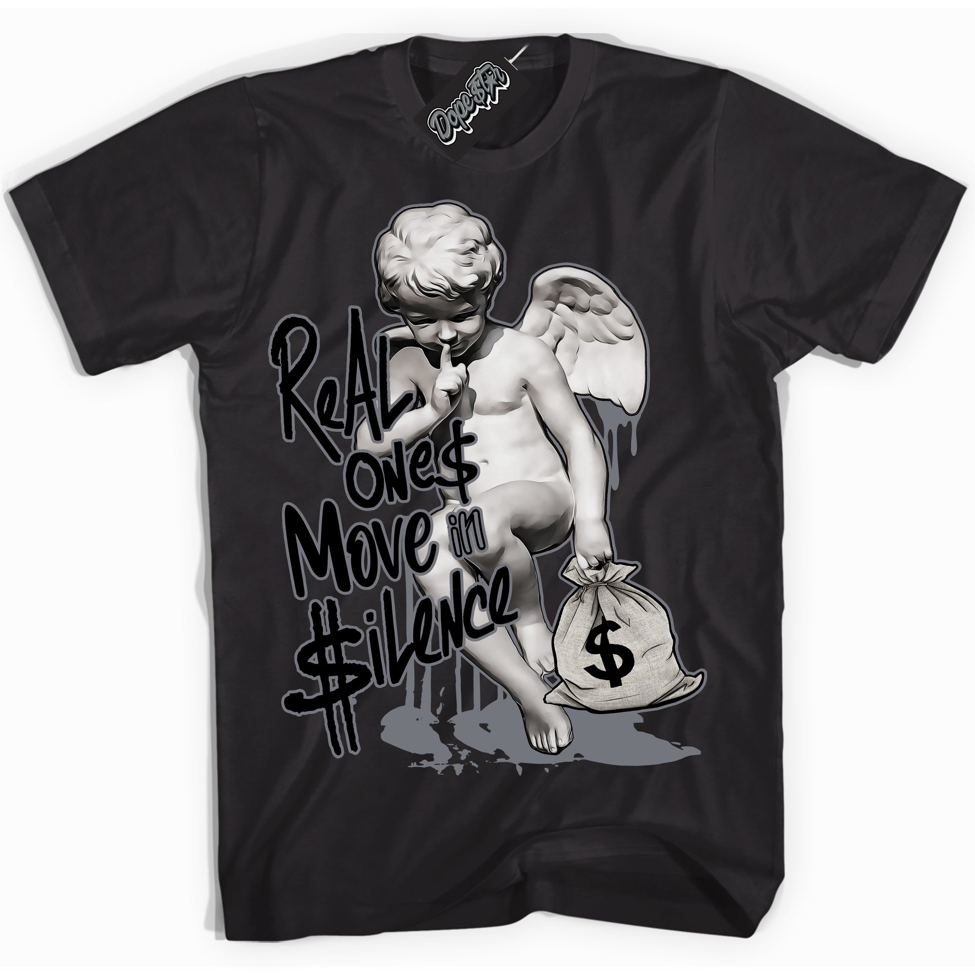 Cool Black Shirt with “Real Ones Cherub” design that perfectly matches the Barons 12s Jordans.

