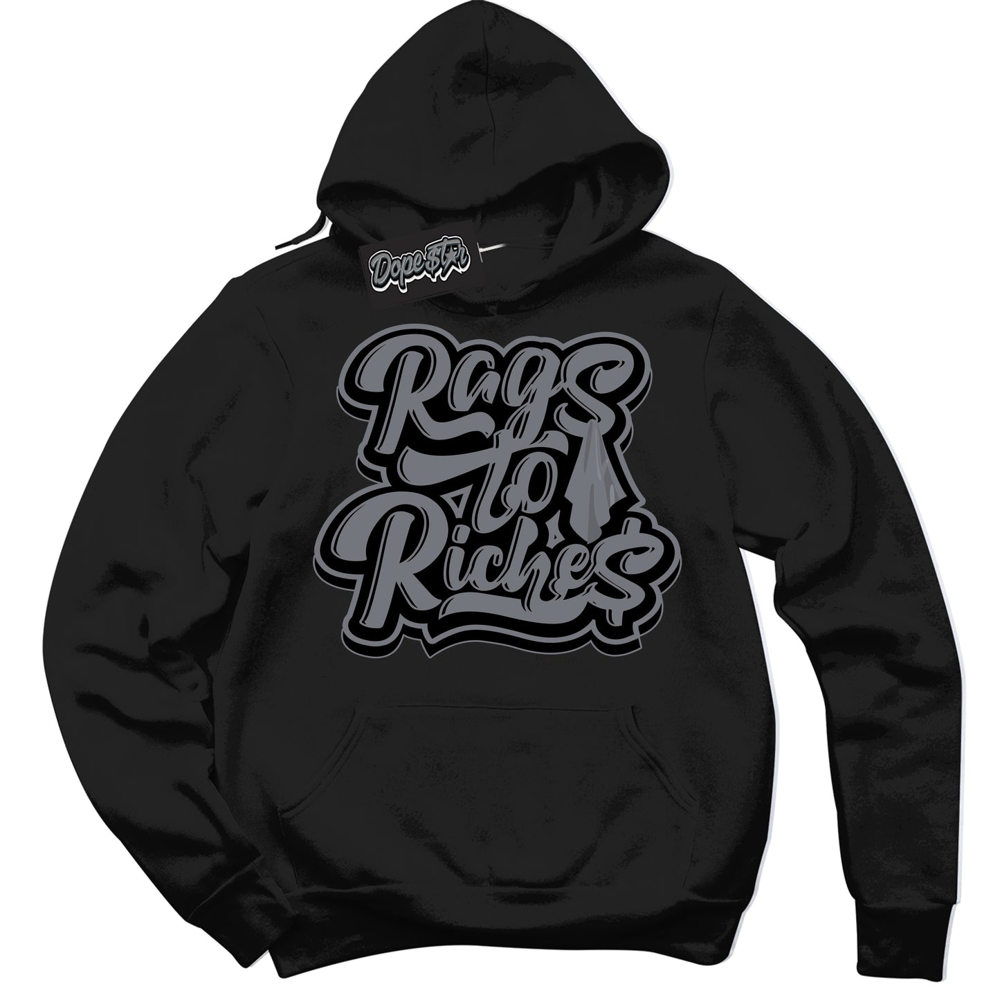 Cool Black Hoodie with “Rags To Riches” design that Perfectly Matches Barons 12s Jordans.
