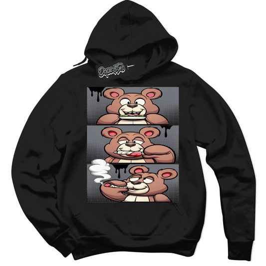 Cool Black Hoodie with “Roll It Lick It Smoke It Bear” design that Perfectly Matches Barons 12s Jordans.
