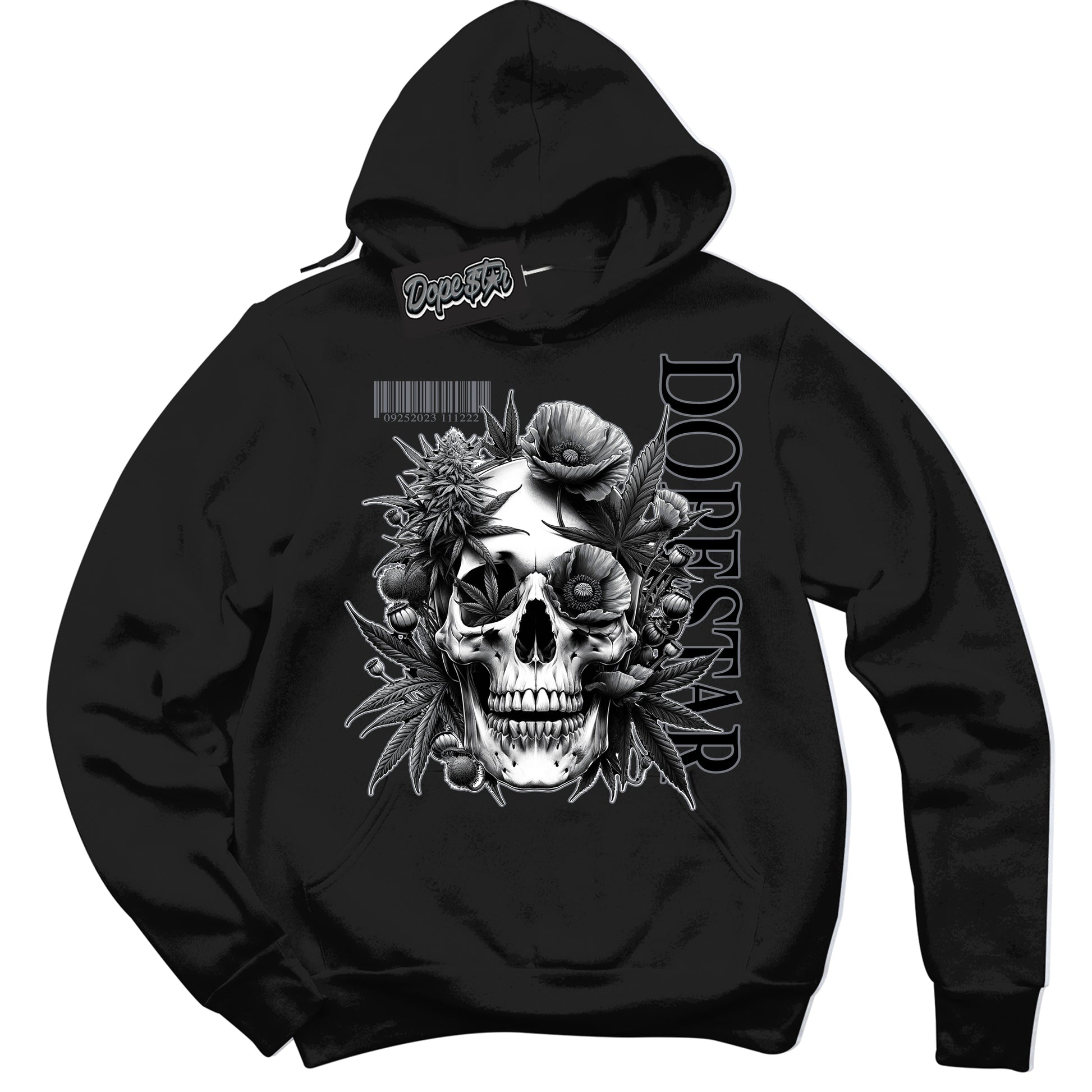 Cool Black Hoodie with “Skull Poppies” design that Perfectly Matches Barons 12s Jordans.
