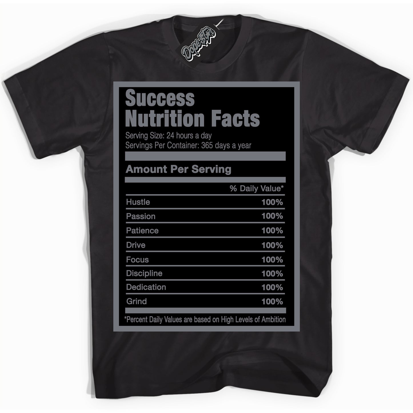 Cool Black Shirt with “Success Nutrition” design that perfectly matches the Barons 12s Jordans.
