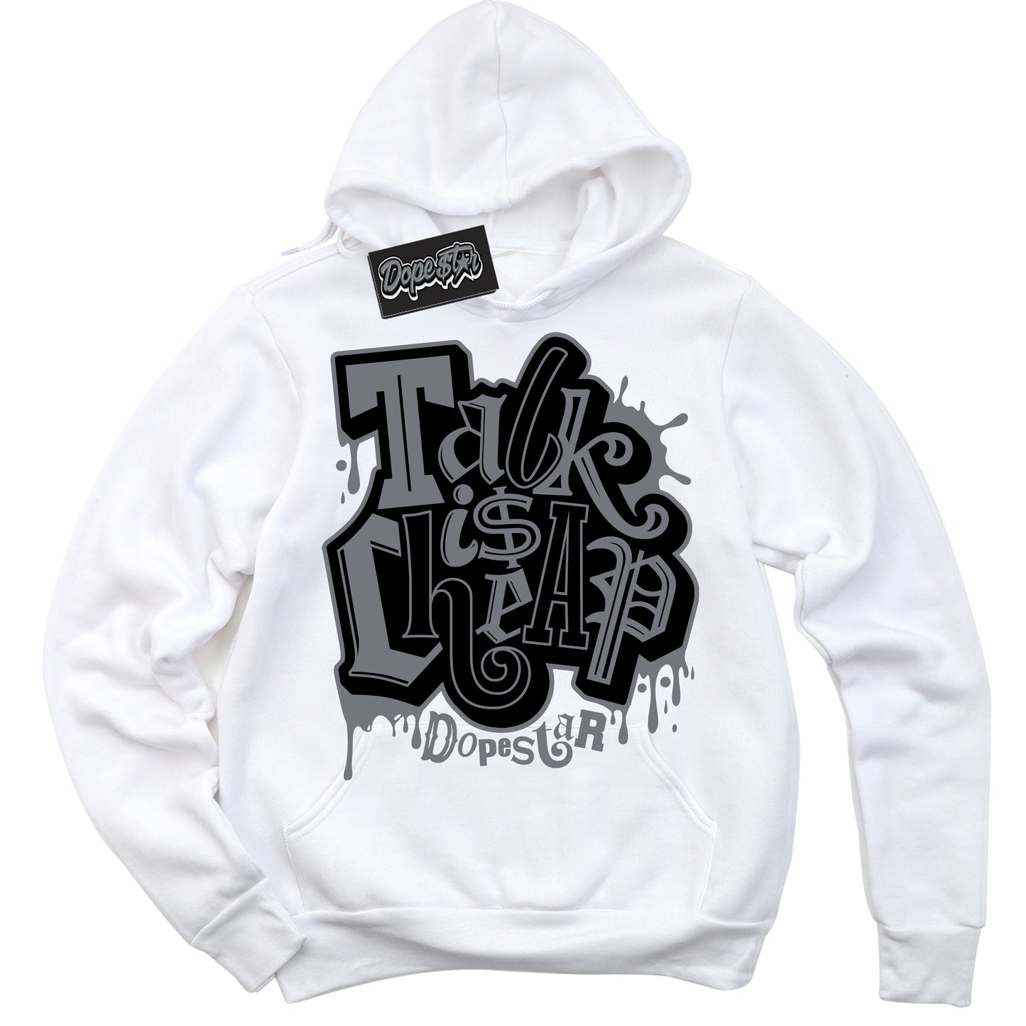 Cool White Hoodie with “Talk Is Cheap” design that Perfectly Matches Barons 12s Jordans.
