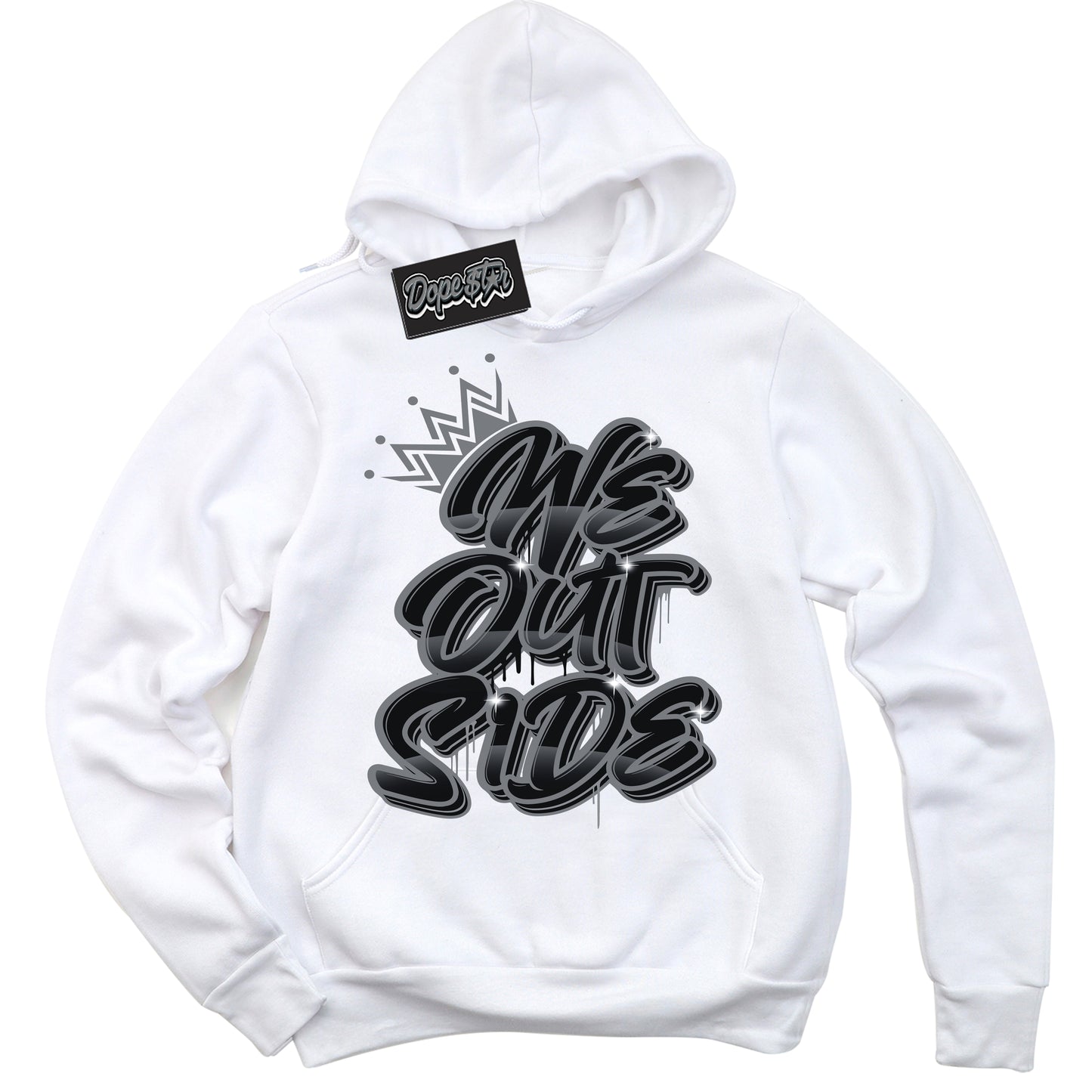 Cool White Hoodie with “We Outside” design that Perfectly Matches Barons 12s Jordans.
