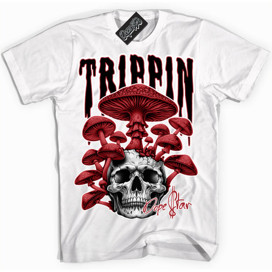 Cool White Shirt with “Trippin” design that perfectly matches Taxi Flip 12s.