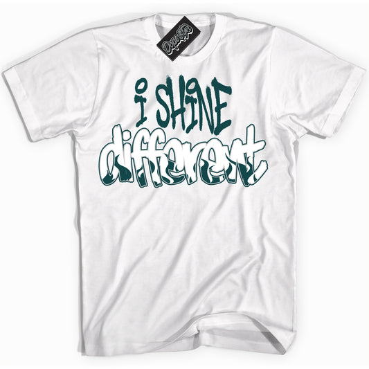 Cool White Shirt with “I Shine Different” design that perfectly matches the Oxidized Green 1s Jordans.