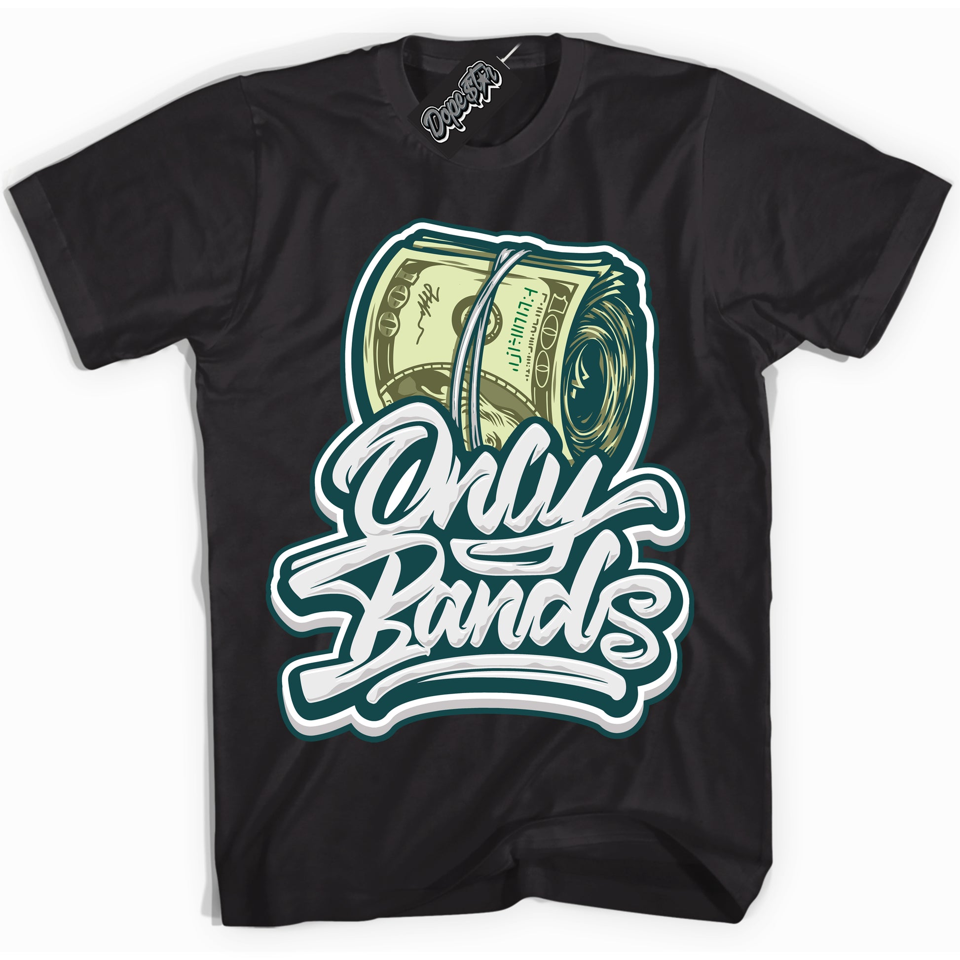 Cool Black Shirt with “Only Bands” design that perfectly matches the Oxidized Green 1s Jordans.