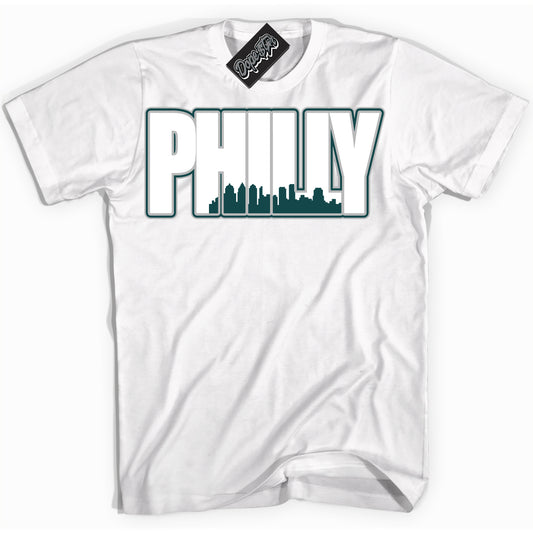 Cool Black Shirt with “Philly” design that perfectly matches the Oxidized Green 1s Jordans.