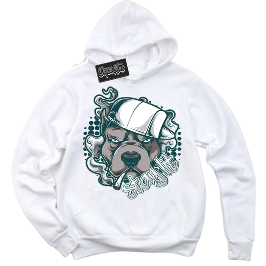 Cool White Hoodie with “Stay Lit” design that Perfectly Matches Oxidized Green 1s Jordans.