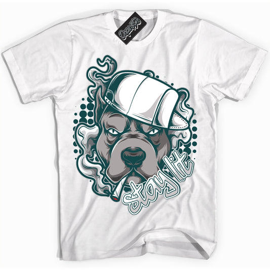 Cool White Shirt with “Stay Lit” design that perfectly matches the Oxidized Green 1s Jordans.