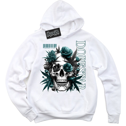 Cool White Hoodie with “Skull Poppies” design that Perfectly Matches Oxidized Green 1s Jordans.