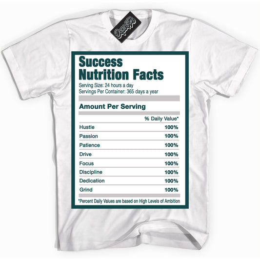 Cool White Shirt with “Success Nutrition” design that perfectly matches the Oxidized Green 1s Jordans.