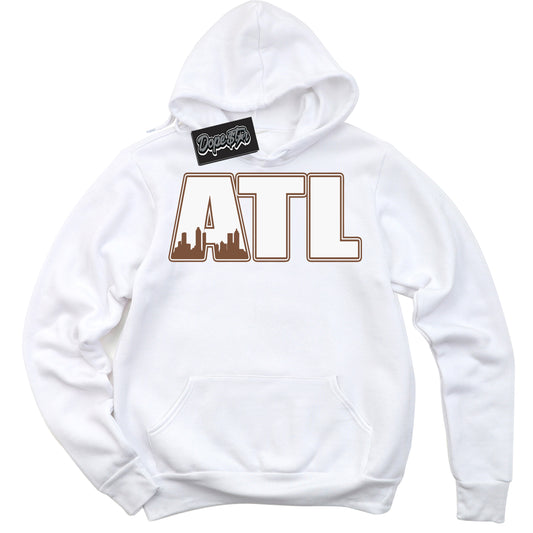 Cool White Hoodie with “Atlanta” design that Perfectly Matches Archaeo Brown White 1s Jordans.
