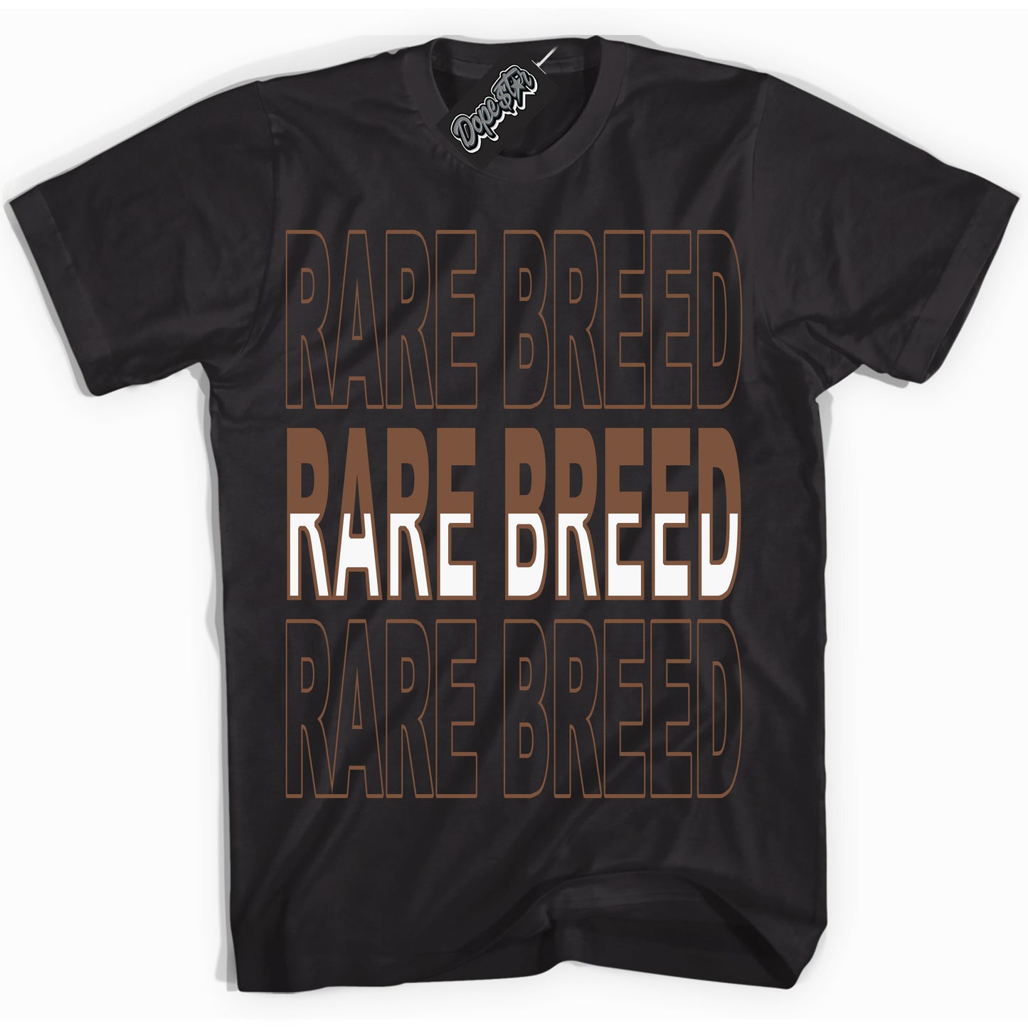 Cool Black Shirt with “Rare Breed” design that perfectly matches the Archaeo Brown White 1s Jordans.
