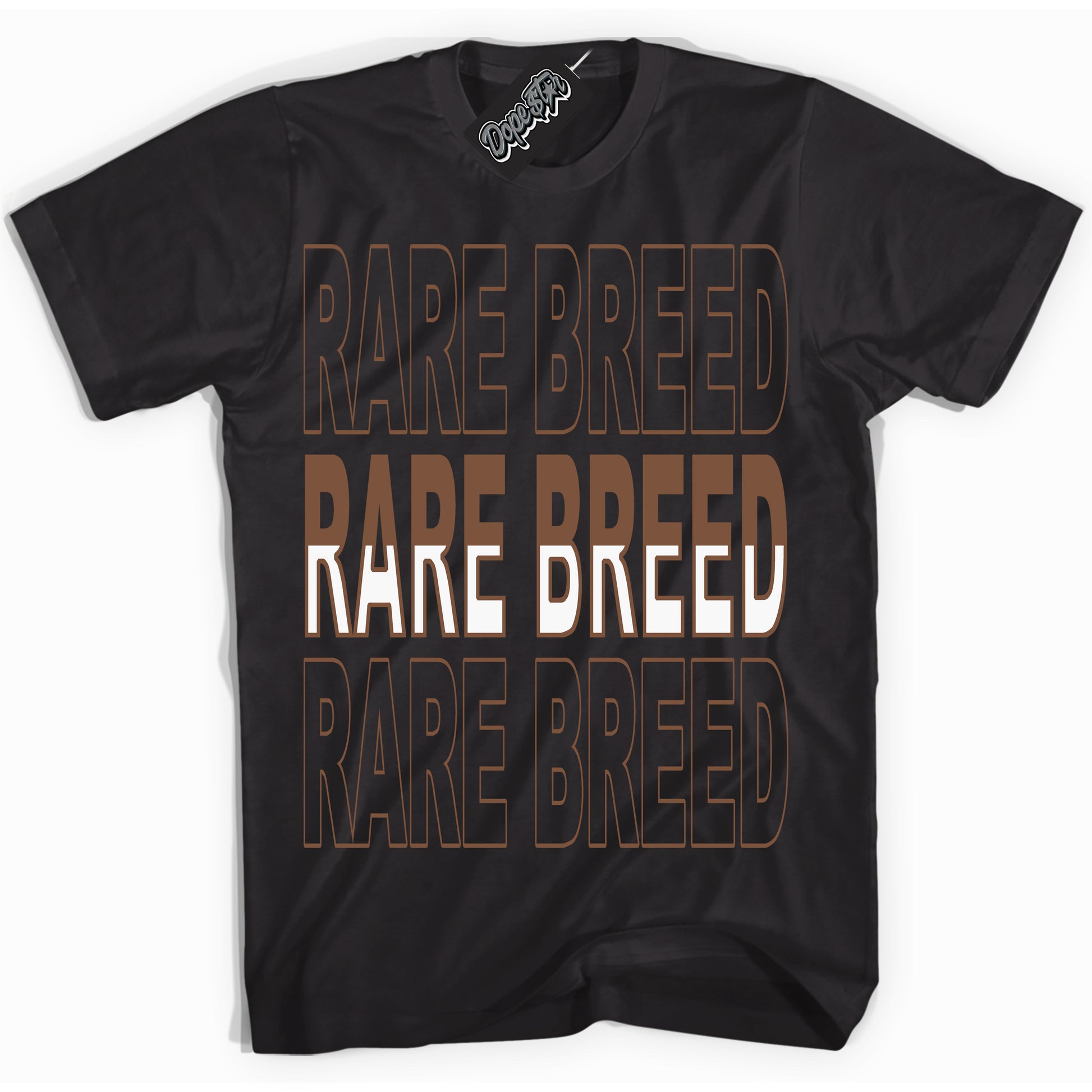Cool Black Shirt with “Rare Breed” design that perfectly matches the Archaeo Brown White 1s Jordans.
