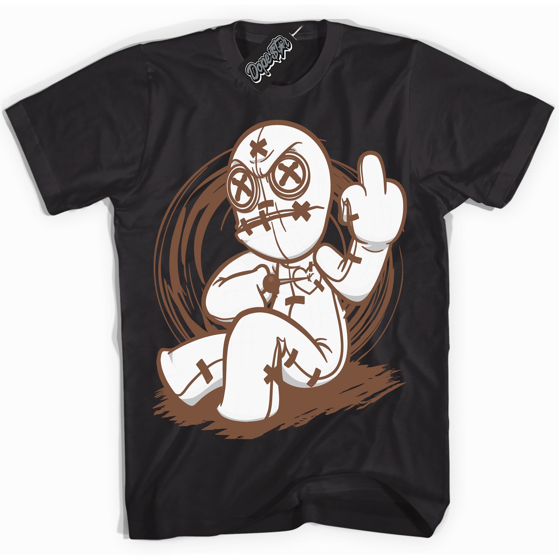 Cool Black Shirt with “Voodoo Doll” design that perfectly matches the Archaeo Brown White 1s Jordans.