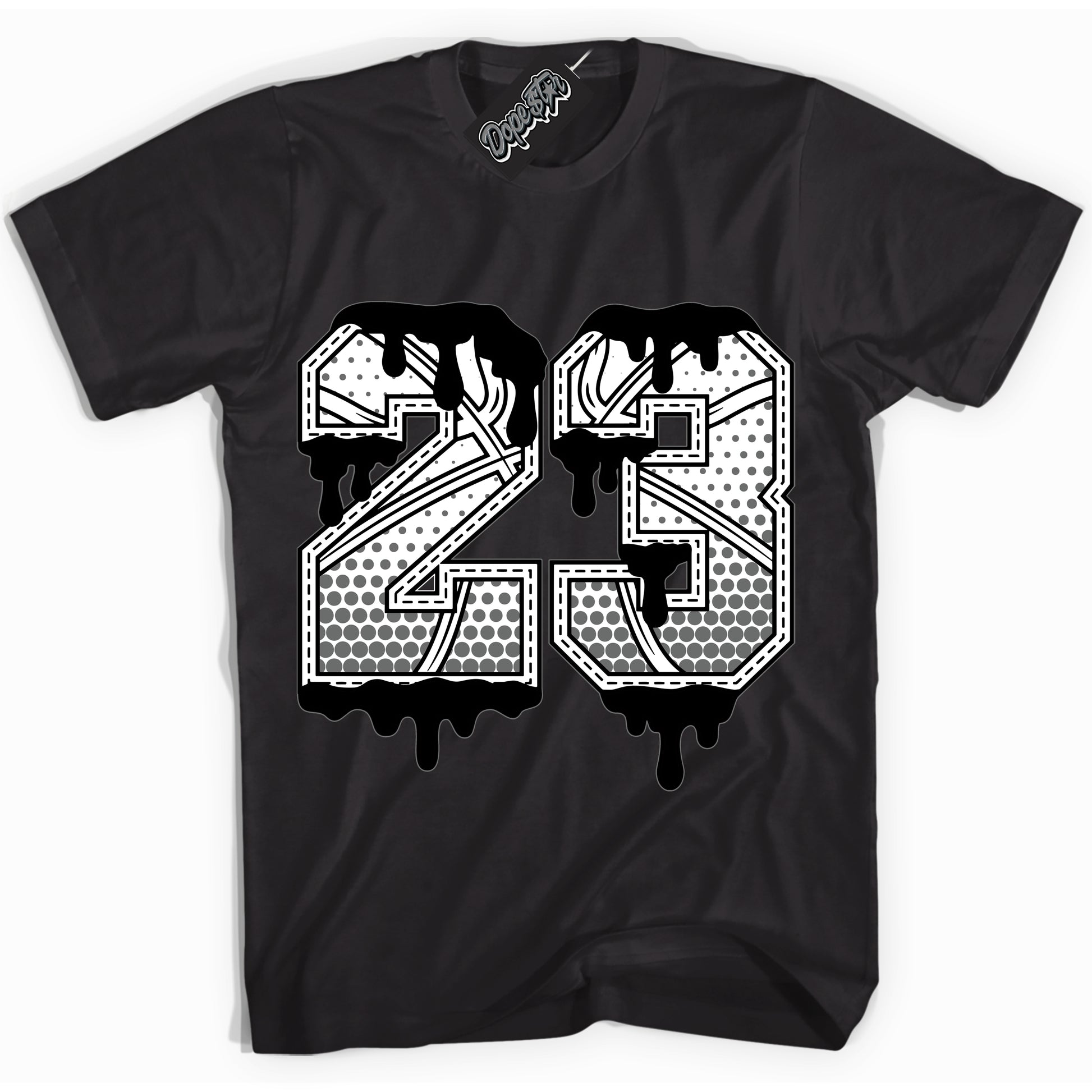 Cool Black Shirt with “23 Ball” design that perfectly matches the Iron Grey 1s Jordans.
