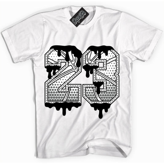 Cool White Shirt with “23 Ball” design that perfectly matches the Iron Grey 1s Jordans.

