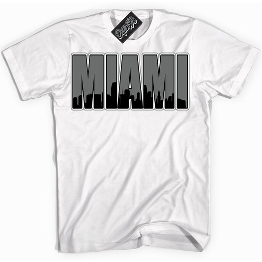 Cool White Shirt with “Miami” design that perfectly matches the Iron Grey 1s Jordans.