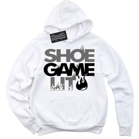 Cool White Hoodie with “Shoe Game Lit” design that Perfectly Matches Iron Grey 1s Jordans.