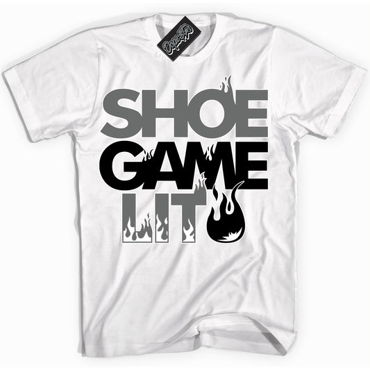 Cool White Shirt with “Shoe Game Lit” design that perfectly matches the Iron Grey 1s Jordans.