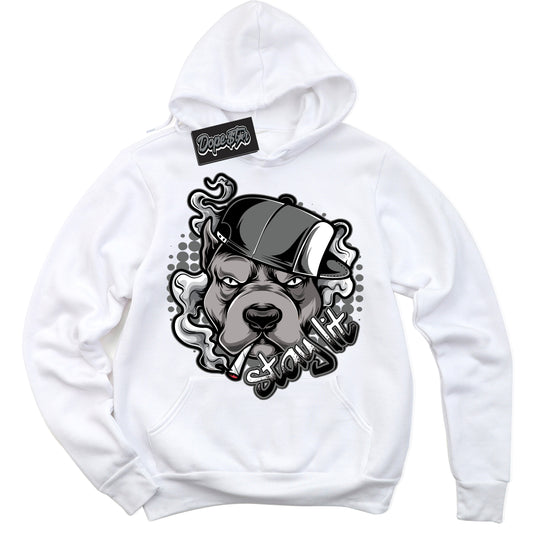 Cool White Hoodie with “Stay Lit” design that Perfectly Matches Iron Grey 1s Jordans.