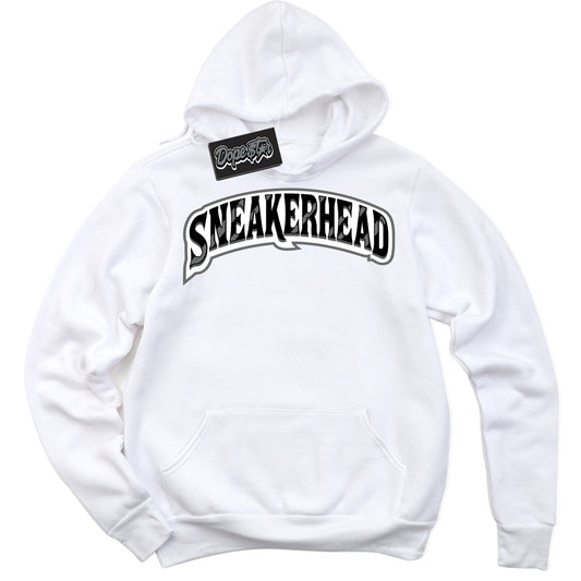 Cool White Hoodie with “Sneakerhead” design that Perfectly Matches Iron Grey 1s Jordans.