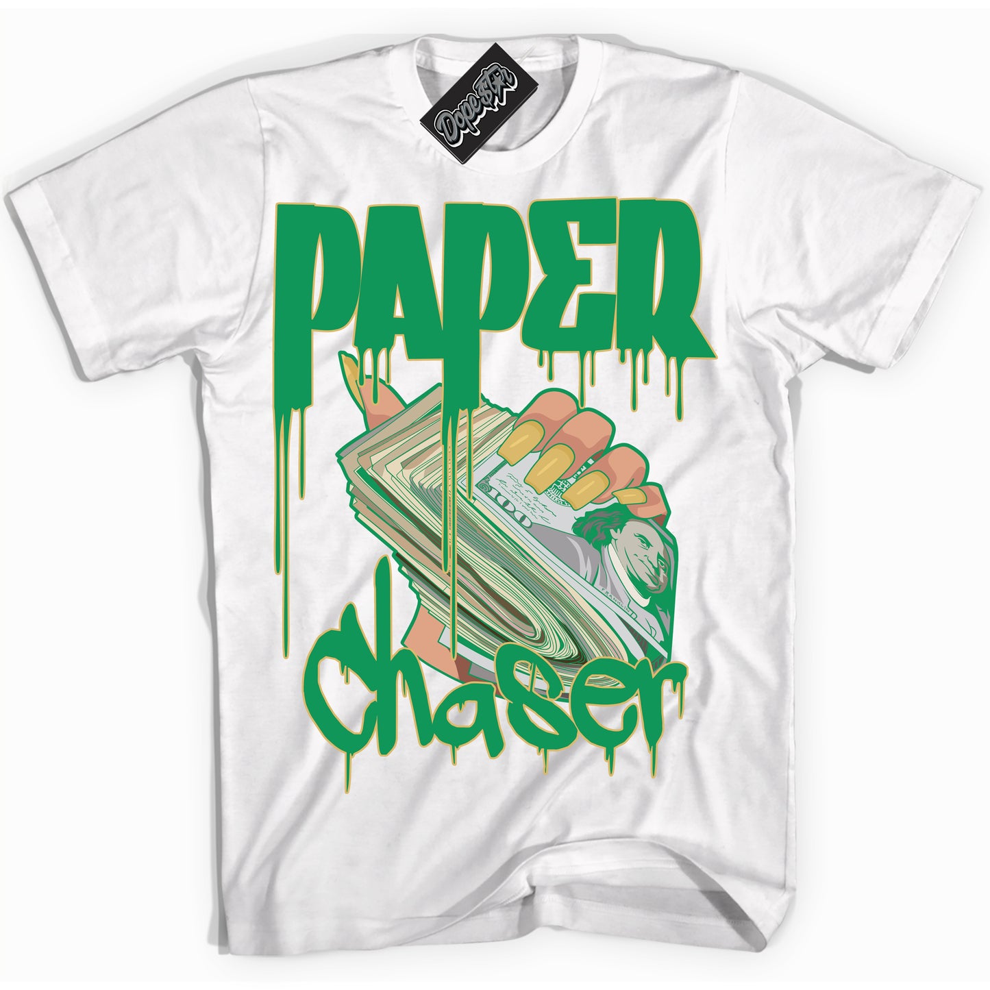 Cool White Shirt with “By Any Means” design that perfectly matches the Method of Make Lucky Green 1s Jordans.