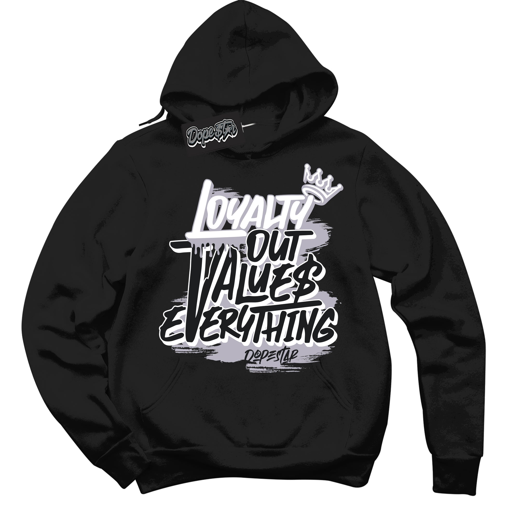 Cool Black Hoodie with “Loyalty Out Values Everything” design that Perfectly Matches OG Barons 1s Jordans.
