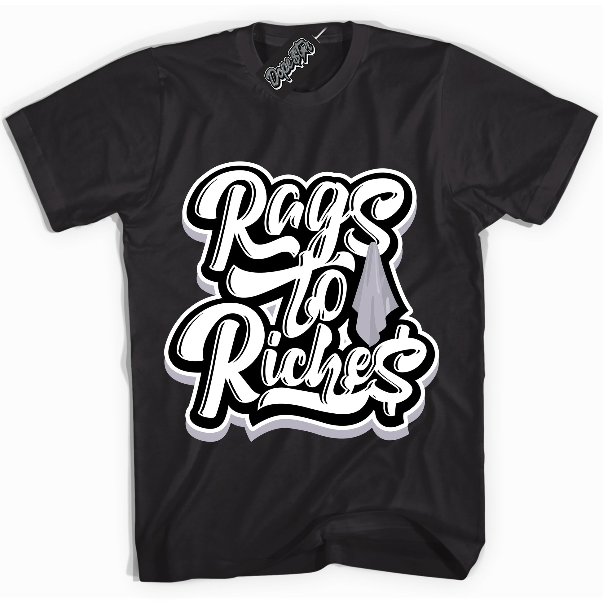 Cool Black Shirt with “Rags To Riches” design that perfectly matches the OG Barons 1s Jordans.