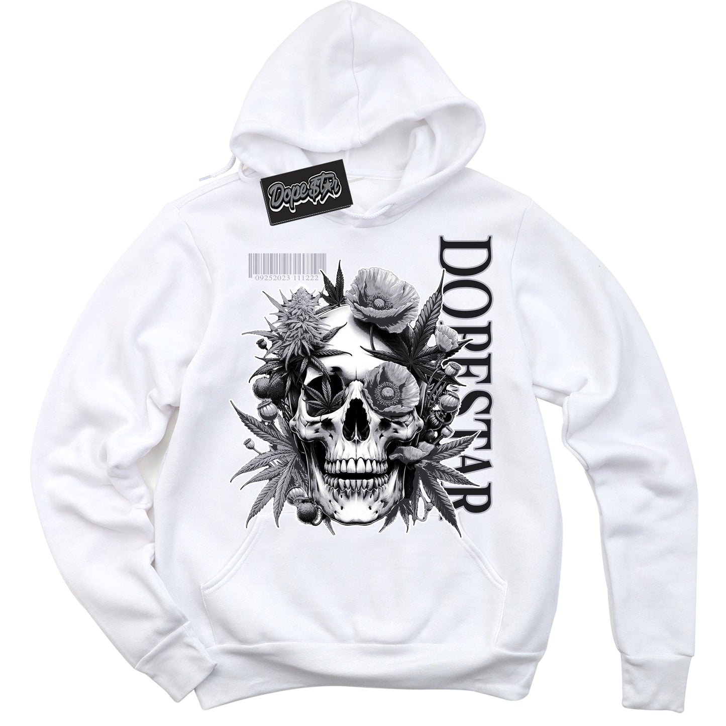 Cool White Hoodie with “Skull Poppies” design that Perfectly Matches OG Barons 1s Jordans.
