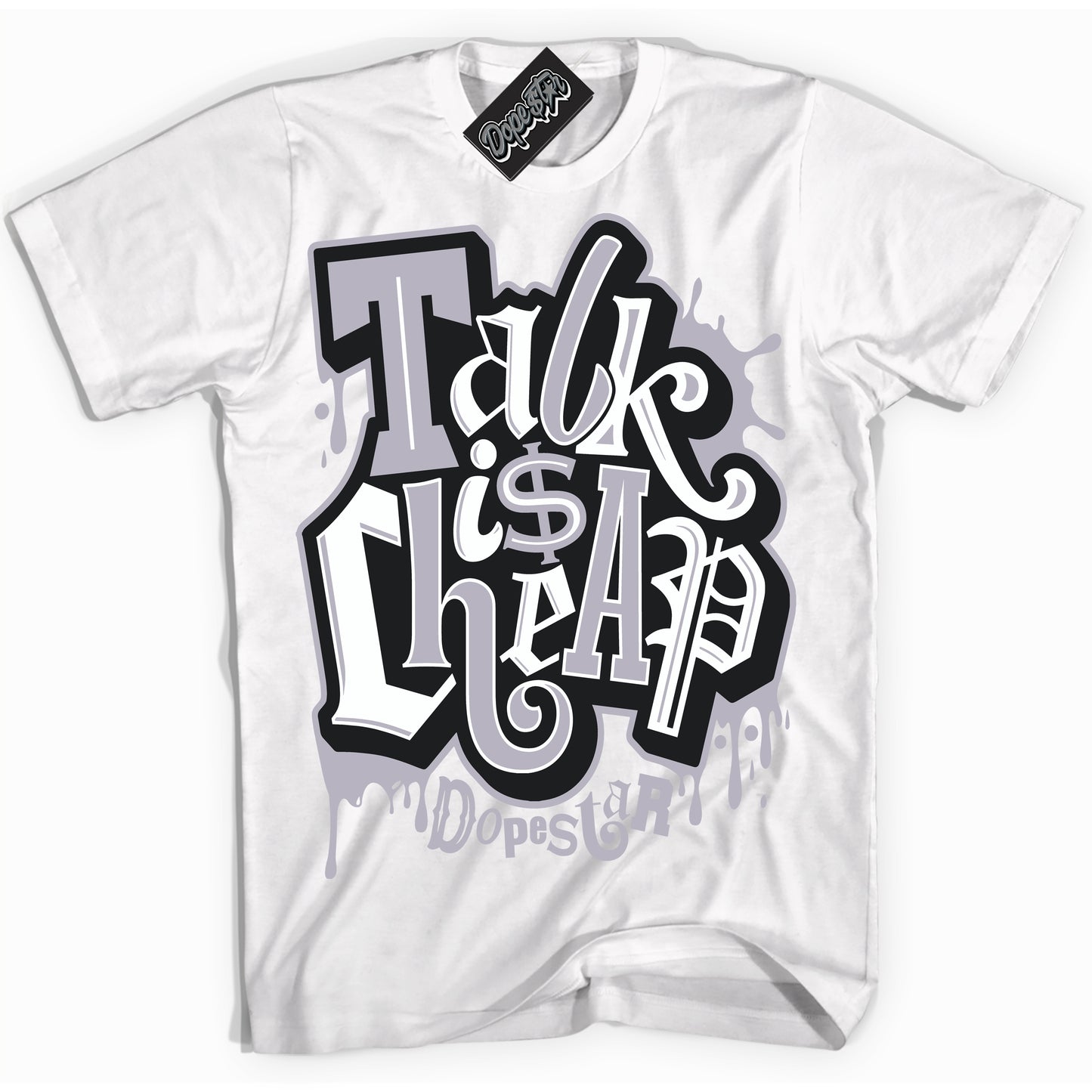 Cool White Shirt with “Talk Is Cheap” design that perfectly matches the OG Barons 1s Jordans.
