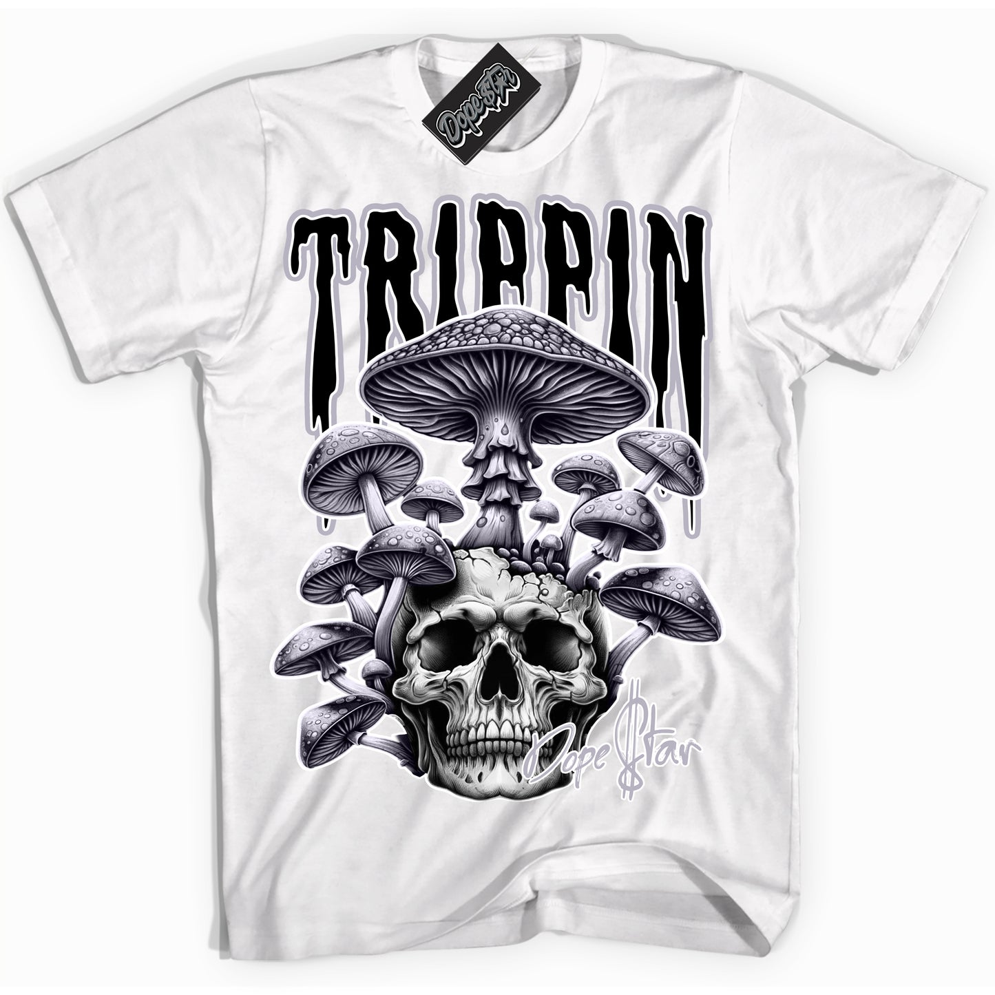 Cool White Shirt with “Trippin” design that perfectly matches the OG Barons 1s Jordans.