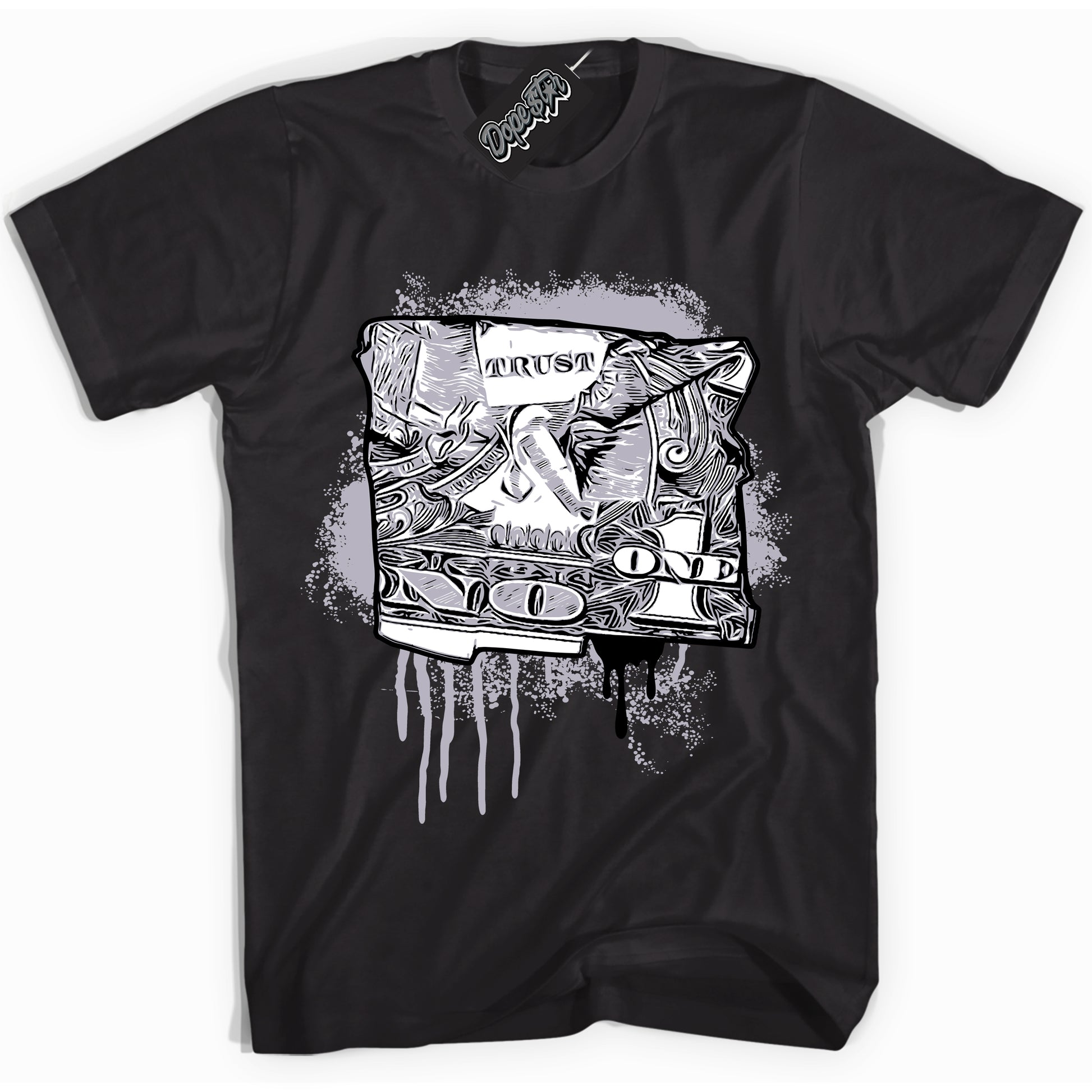 Cool Black Shirt with “Trust No One Dollar” design that perfectly matches the OG Barons 1s Jordans.