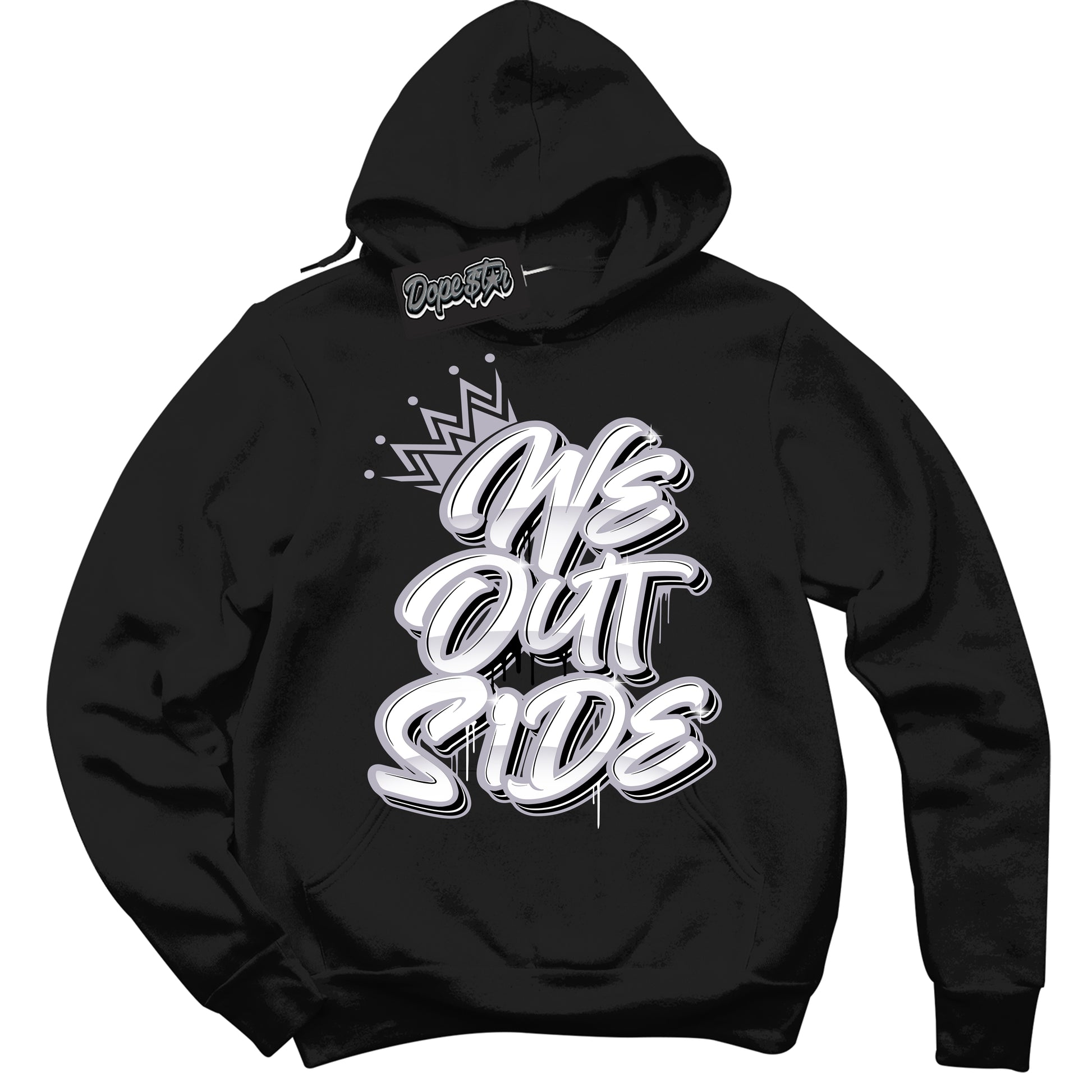 Cool Black Hoodie with “We Outside” design that Perfectly Matches OG Barons 1s Jordans.