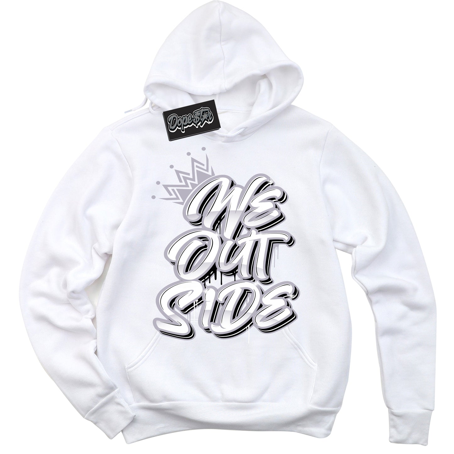 Cool White Hoodie with “We Outside” design that Perfectly Matches OG Barons 1s Jordans.
