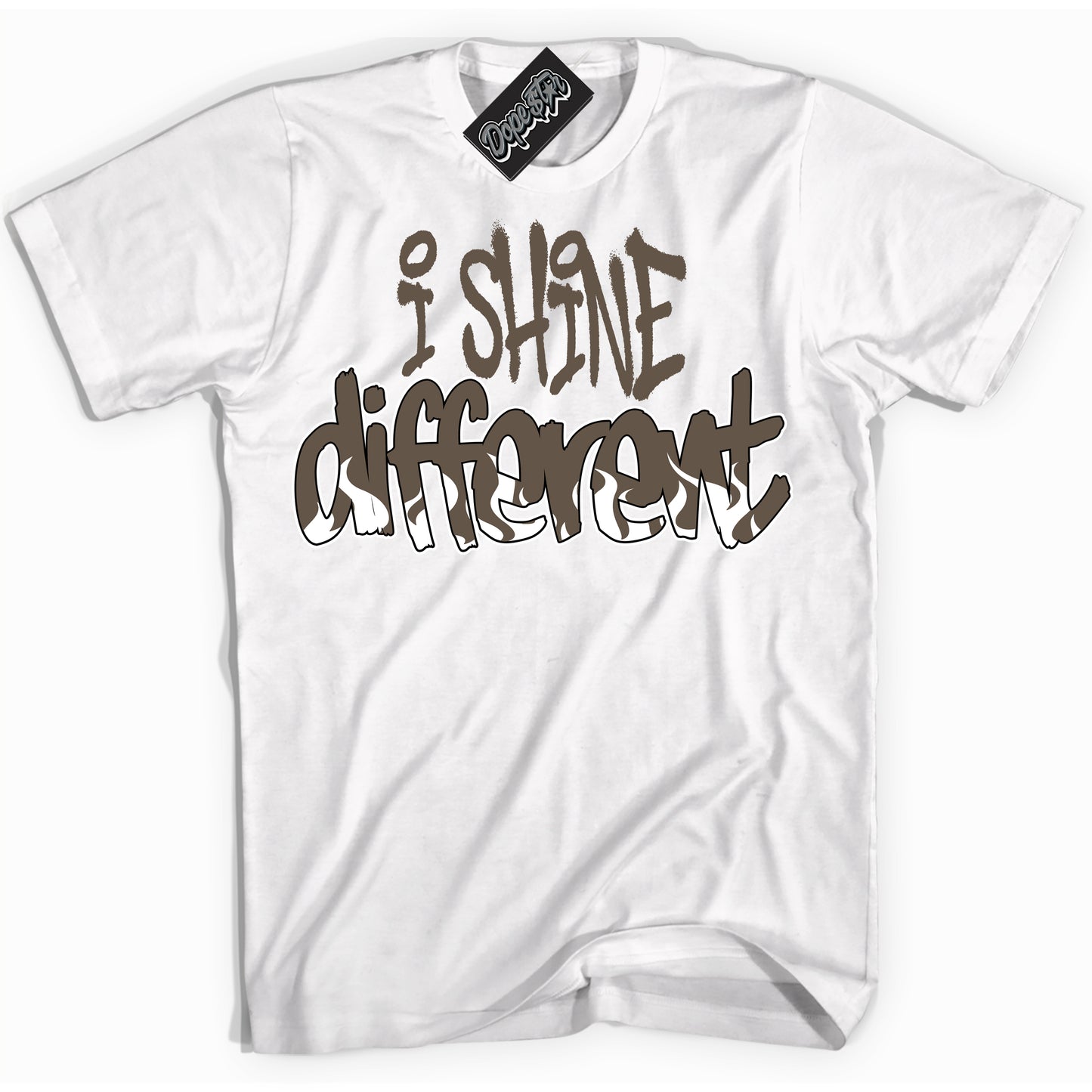 Cool White Shirt with “I Shine Different” design that perfectly matches the Mocha Palomino 1s Jordans.