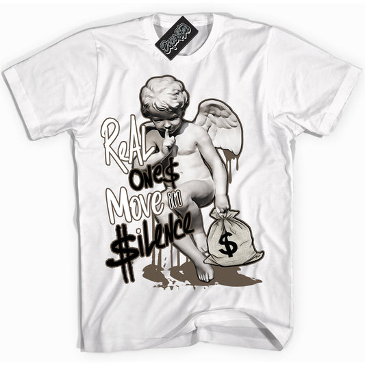Cool White Shirt with “Real Ones Cherub” design that perfectly matches the Mocha Palomino 1s Jordans.