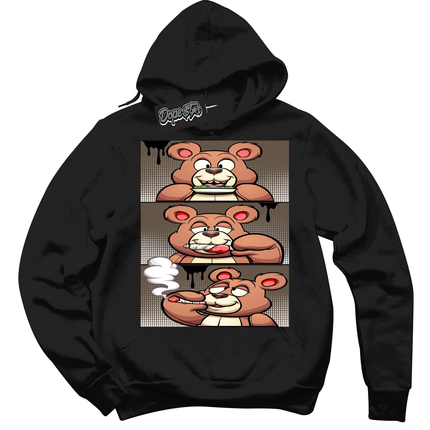 Cool Black Hoodie with “Roll It Lick It Smoke It” design that Perfectly Matches Mocha Palomino 1s Jordans.