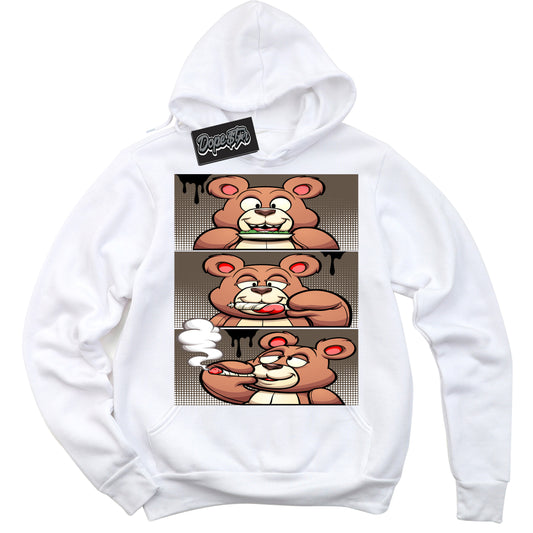 Cool White Hoodie with “Roll It Lick It Smoke It” design that Perfectly Matches Mocha Palomino 1s Jordans.